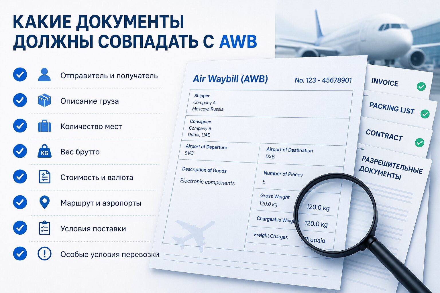 Проверка AWB, инвойса и упаковочного листа