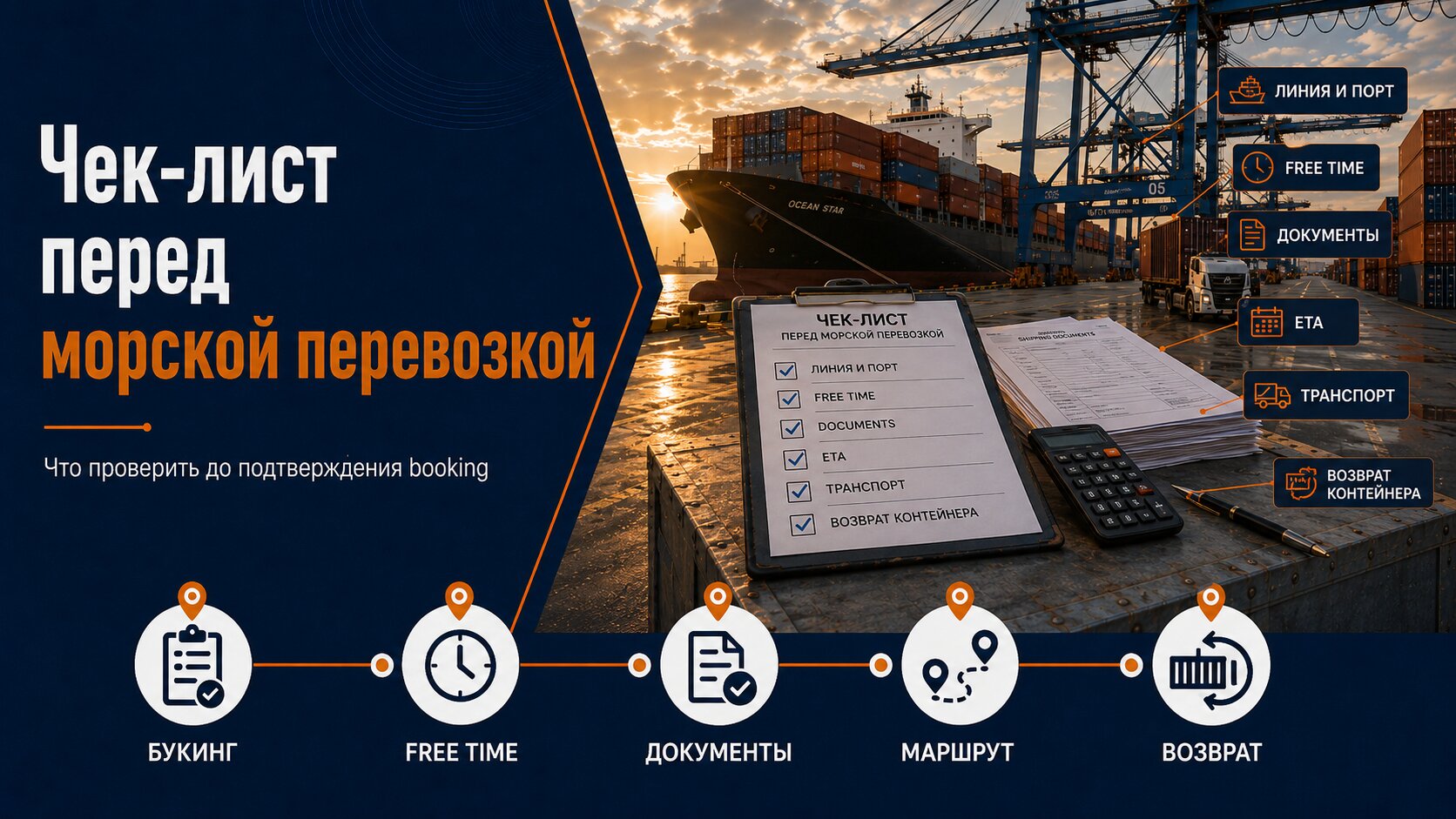 Проверка бесплатных дней, ставок демереджа, детеншена, хранения и места возврата контейнера до подтверждения перевозки