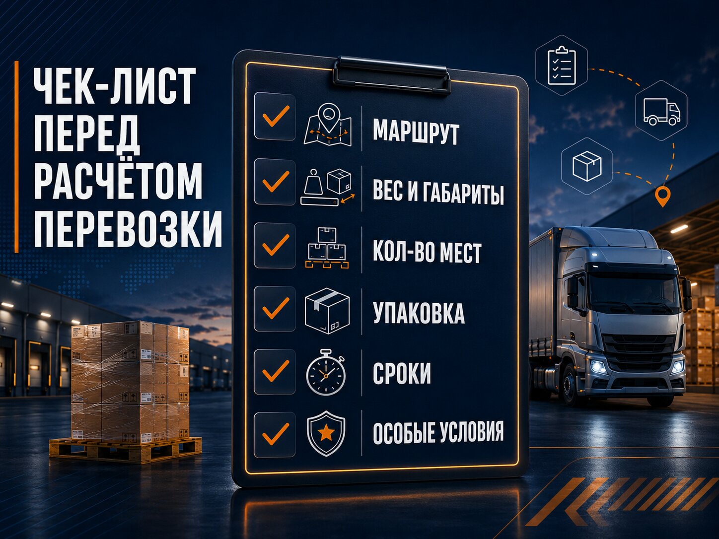 Чек лист при расчете перевозки FTL и LTL