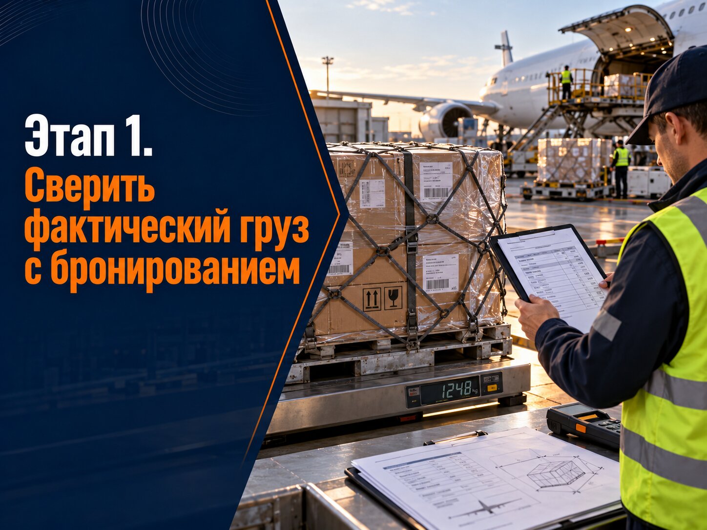 Фактические количество мест, масса и габариты груза сверяются с параметрами бронирования авиаперевозки
