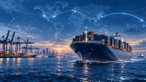 Drewry: ставки США растут, Азия — Европа снижаются Контейнеровоз в международном порту на фоне разнонаправленной динамики ставок Drewry между Азией, США и Европой