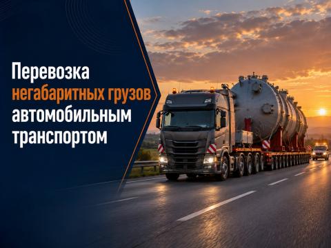 Перевозка негабаритных грузов автомобильным транспортом Негабаритное промышленное оборудование перевозят на низкорамном трале по автомобильному маршруту