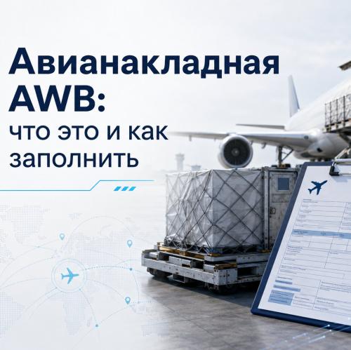 Авианакладная AWB: заполнение и проверка документа Авианакладная AWB с данными отправителя, получателя, маршрута, веса и описания груза