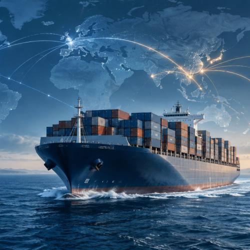 Контейнеровоз в морском порту на фоне разнонаправленной динамики ставок индекса Drewry World Container Index