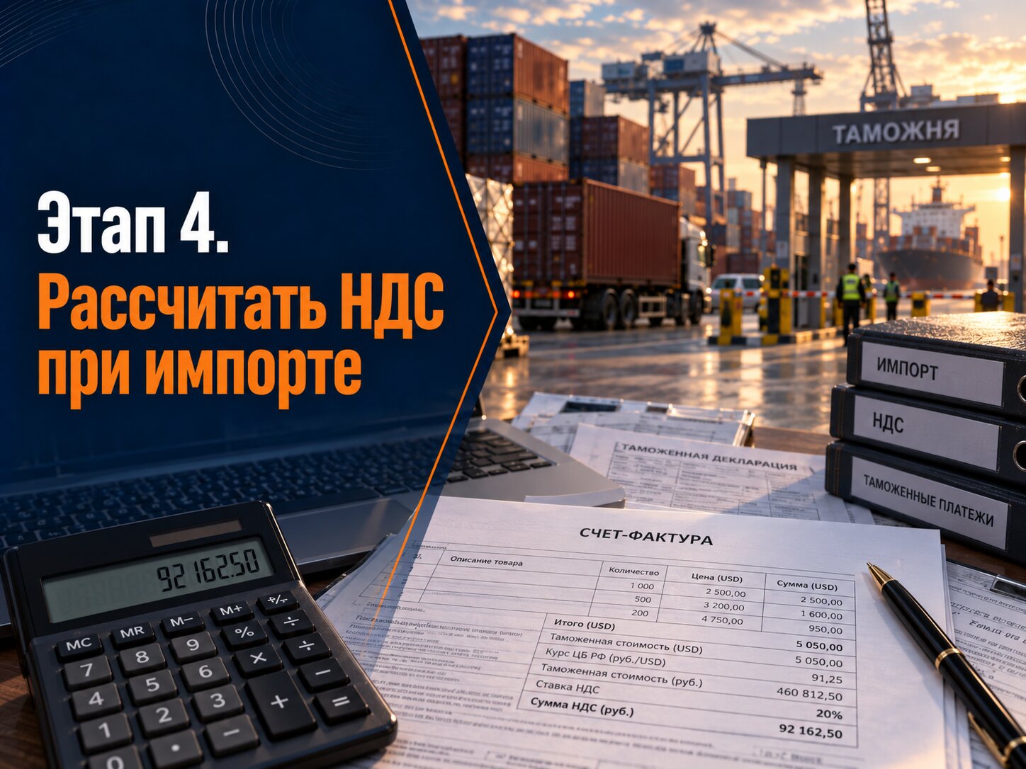 Расчёт импортного НДС на основе таможенной стоимости и подлежащей уплате ввозной пошлины