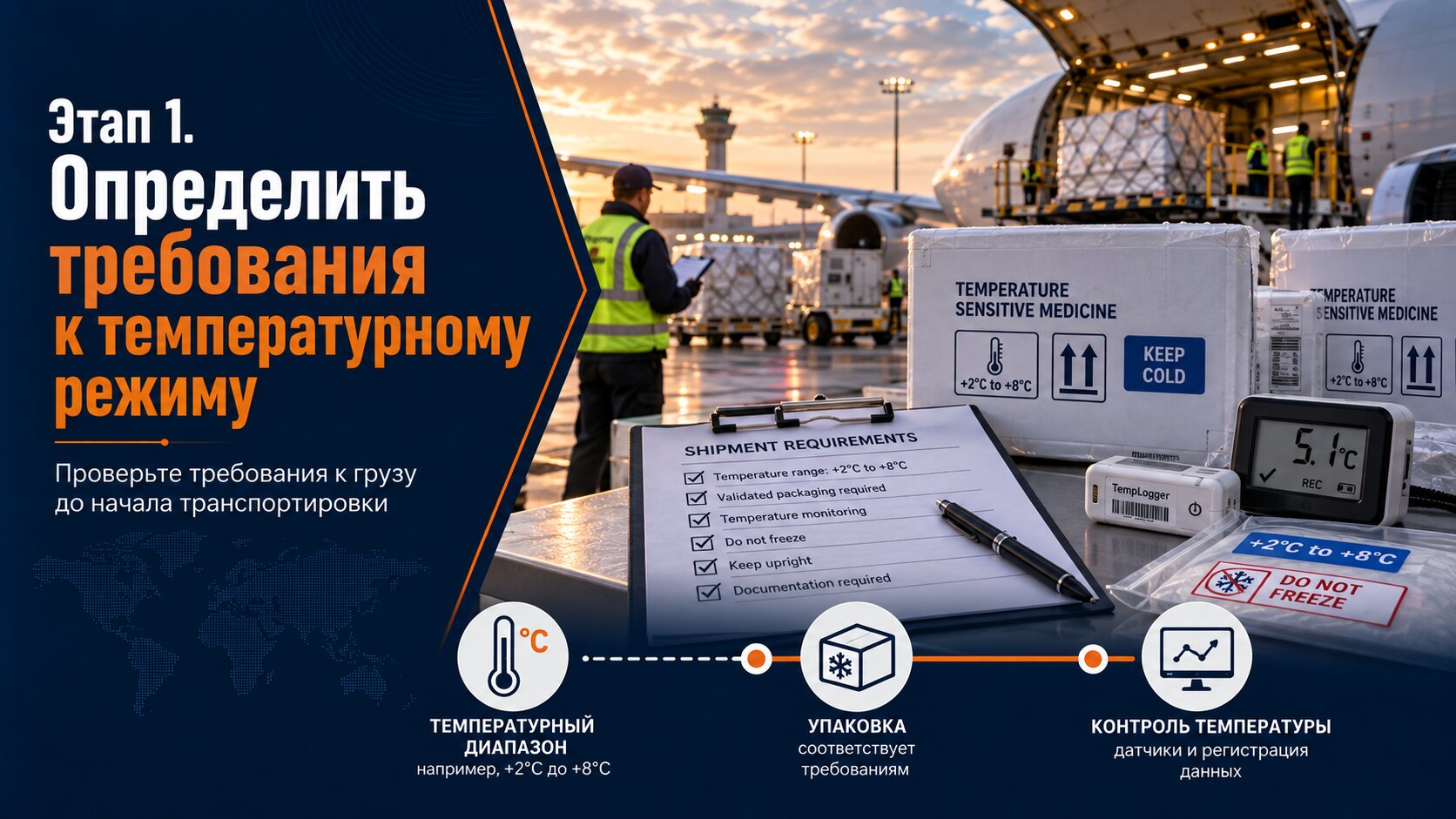 Проверка требуемого температурного диапазона и условий перевозки чувствительного груза перед бронированием авиарейса