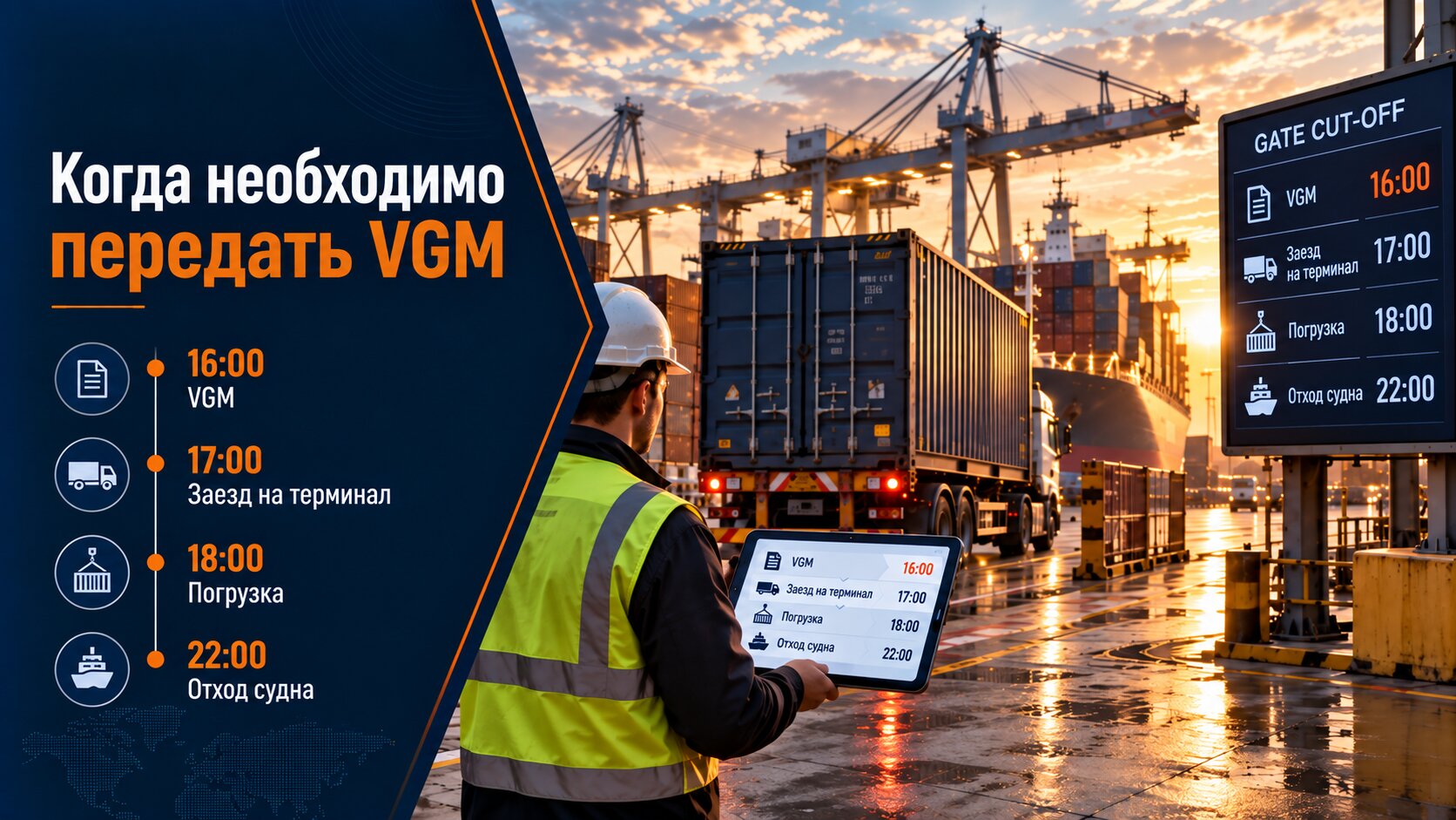 Срок подачи VGM перед отправкой контейнера