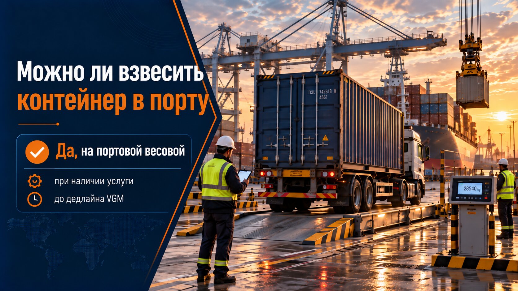Возможность взвешивания контейнера в порту